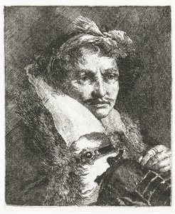 Man med mustasch och hjälm Samling av huvuden (serietitel) Raccolta di Teste (serietitel) av Giovanni Domenico Tiepolo