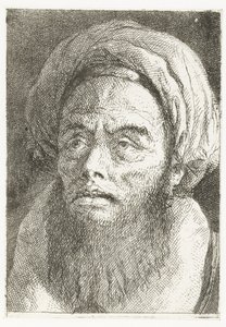 Man med turban Samling av huvuden (serietitel) Raccolta di Teste (serietitel) av Giovanni Domenico Tiepolo