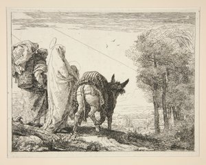 Mary Holding her Child in her Arms, från serien Idee pittoresche sopra la fuga in Egitto (Flight into Egypt) av Giovanni Domenico Tiepolo