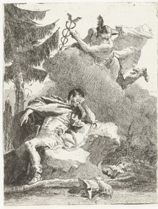 Merkurius uppenbarar sig för Aeneas i hans dröm av Giovanni Domenico Tiepolo