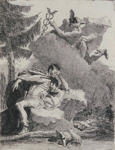 Merkurius visar sig för Aeneas i en dröm, 1757. av Giovanni Domenico Tiepolo