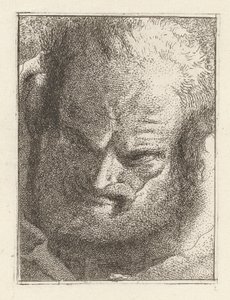 Gammal man tittar nedåt, från Raccolta di Teste (Samling av huvuden) av Giovanni Domenico Tiepolo