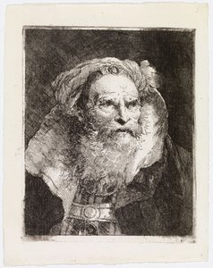 Gammal man med turban, vänd åt höger av Giovanni Domenico Tiepolo