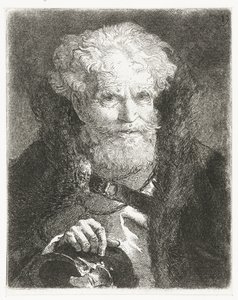 Gammal man i mantel med pälskrage och hjälm Samling av huvuden (serietitel) Raccolta di Teste (serietitel) av Giovanni Domenico Tiepolo