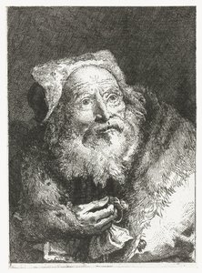 Gammal man med armband i handen Samling av huvuden (serietitel) Raccolta di Teste (serietitel) av Giovanni Domenico Tiepolo