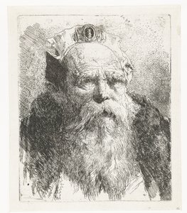 Gammal man med skägg och hatt med smycken Samling av huvuden (serietitel) Raccolta di Teste (serietitel) av Giovanni Domenico Tiepolo