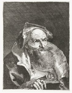 Gammal man med kedja och bok Samling av huvuden (serietitel) Raccolta di Teste (serietitel) av Giovanni Domenico Tiepolo