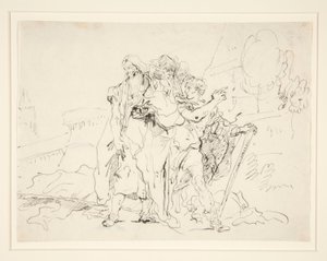 Priam och följeslagare utanför Trojas murar av Giovanni Domenico Tiepolo