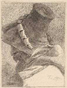 Profil av en gammal man med hatt av Giovanni Domenico Tiepolo
