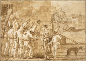 Punchinellos farväl till Venedig av Giovanni Domenico Tiepolo