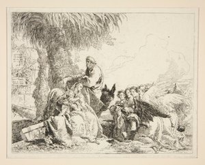 Vila under flygningen till Egypten, från serien Idee pittoresche sopra la fuga in Egitto (Flight into Egypt) av Giovanni Domenico Tiepolo