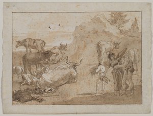 Får och kor, 1790-talet. av Giovanni Domenico Tiepolo