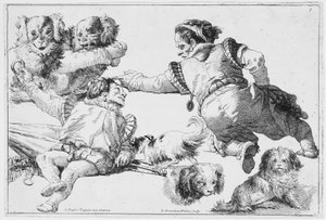 Studier av dvärgar och hundar, ca. 1753. av Giovanni Domenico Tiepolo
