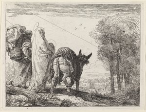 Flygningen med den heliga familjen till vänster av Giovanni Domenico Tiepolo