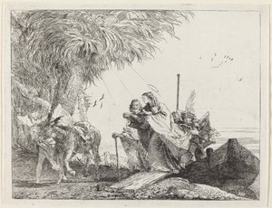 Den heliga familjen går i land av Giovanni Domenico Tiepolo