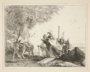 The Holy Family Disembarking, från serien Flight into Egypt av Giovanni Domenico Tiepolo