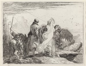 Den heliga familjen förbereder sig för att gå ombord av Giovanni Domenico Tiepolo