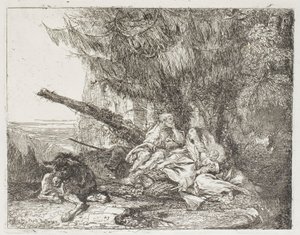 The Holy Family Resting in a Wood, skylt 23 från The Flight into Egypt av Giovanni Domenico Tiepolo