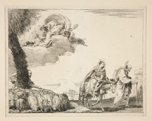 The Holy Family, från serien Picturesque Ideas Above the Flight into Egypt (Flight into Egypt) av Giovanni Domenico Tiepolo