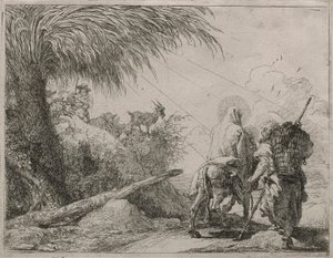 The Holy Family on a Rocky Path, från serien Idee pittoresche sulla fuga in Egitto (Flight into Egypt) av Giovanni Domenico Tiepolo