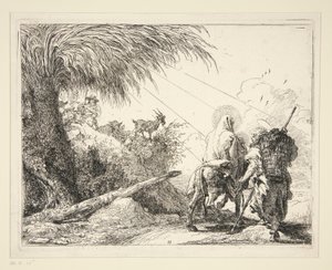 The Holy Family on a Rocky Path, från serien Idee pittoresche sulla fuga in Egitto (Flight into Egypt) av Giovanni Domenico Tiepolo