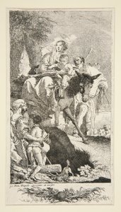 Den heliga familjen med tiggaren och hans son av Giovanni Domenico Tiepolo