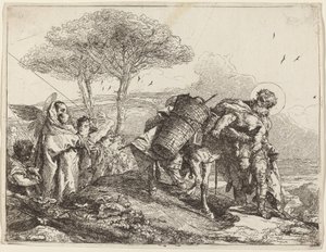 Madonnan och barnet till vänster, med en fil av änglar av Giovanni Domenico Tiepolo