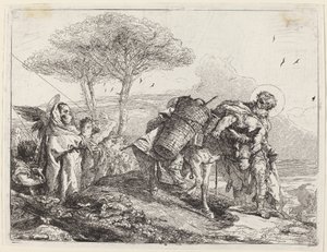 Madonnan och barnet till vänster, med en fil av änglar av Giovanni Domenico Tiepolo