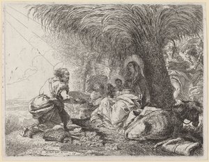 Vilan på flykten med Joseph i tillbedjan av Giovanni Domenico Tiepolo
