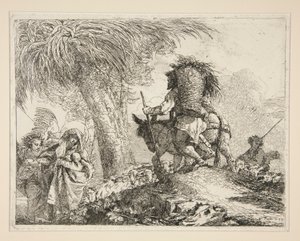 Jungfrun och barnet med Josef, från serien Idee pittoresche sopra la fuga in Egitto (Flight into Egypt) av Giovanni Domenico Tiepolo