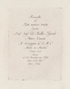 Titelsida, från Raccolta di Teste (Samling av huvuden) av Giovanni Domenico Tiepolo