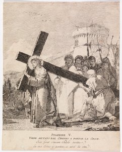 Via crucis - Station V. Simon av Kyrene hjälper Jesus att bära korset av Giovanni Domenico Tiepolo