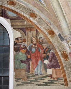 Representation av tvisten mellan St. Katarina av Alexandria och hedningarna Fresk av Giovanni Donato da Montorfano (1460-1502) Milano, Basilica of Santa Maria delle Grazie