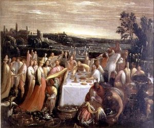 Fest på kanten av en sjö, 1610-12 av Giovanni Donducci