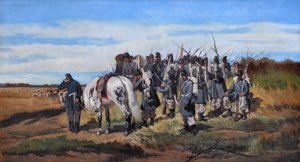 En militär spaning, scouting, ca 1861 (olja på duk) av Giovanni Fattori
