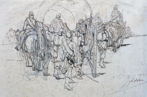 Konvoj av förnödenheter på marsch av Giovanni Fattori