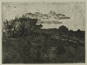 Land vid solnedgången med svinhjordar av Giovanni Fattori