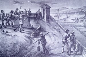 Livornos försvar från Fort San Pietro, av Giovanni Fattori (1825-1908), gravyr av Giovanni Fattori