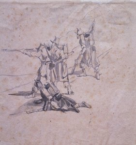 Fyra soldater i aktion av Giovanni Fattori