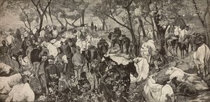 Marknad i toskanska Apenninerna, gravyr från en målning av Giovanni Fattori (1825-1908), från L