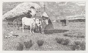 Oxar okade till vagnen (Maremma) av Giovanni Fattori
