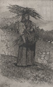 Bondekvinna samlar käppar, 1884-1908. av Giovanni Fattori