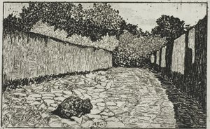 Liten gata i utkanten av Florens med valp av Giovanni Fattori