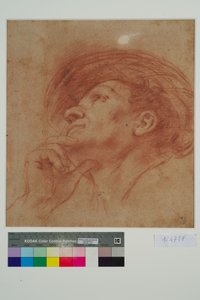 Studie för huvudet av profeten Haggai (rödkrita på papper) av Giovanni Francesco Barbieri