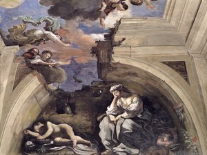 Sala di Aurora Hall of the Dawn detalj av en Allegory of Night, 1621 tempera på panel