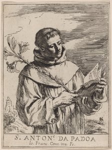 Sankt Antonius av Padua av Giovanni Francesco Barbieri, called Guercino