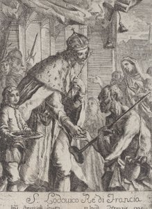 Saint Louis ger allmosor till de fattiga, 1735. av Giovanni Francesco Braccioli