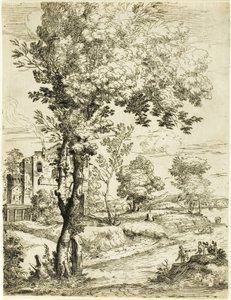 Landskap med ett hus av Giovanni Francesco Grimaldi