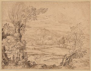 Landskap med flod och akvedukt av Giovanni Francesco Grimaldi