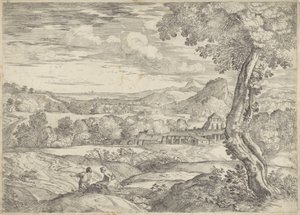 Landskap med en tegelfabrik av Giovanni Francesco Grimaldi